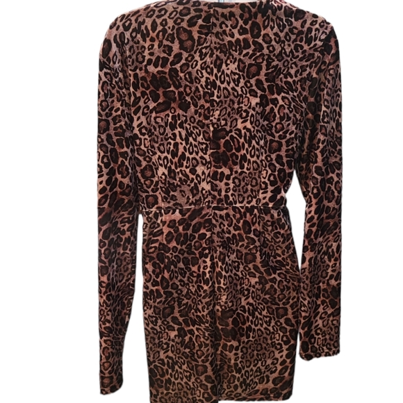 KLD Women's Mini Dress Velvet Chettah Print Long Sleeve Size M - Picture 5 of 6